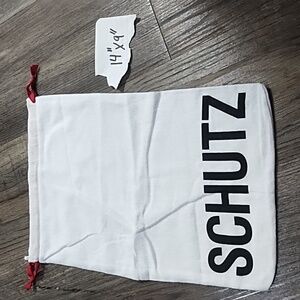SCHUTZ White Bag with Black Logo and Red Accents